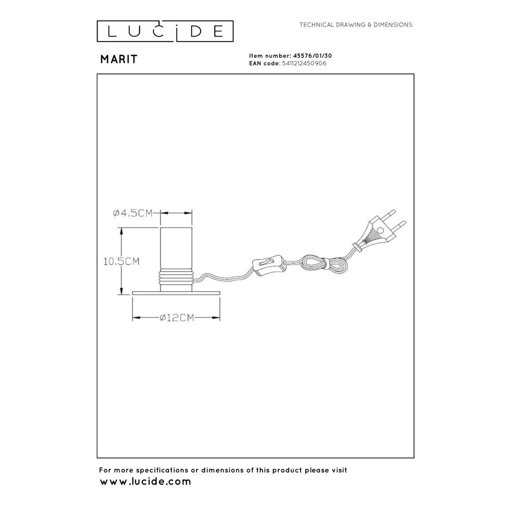 Tischlampe Marit Schwarz Lucide 5411212450906