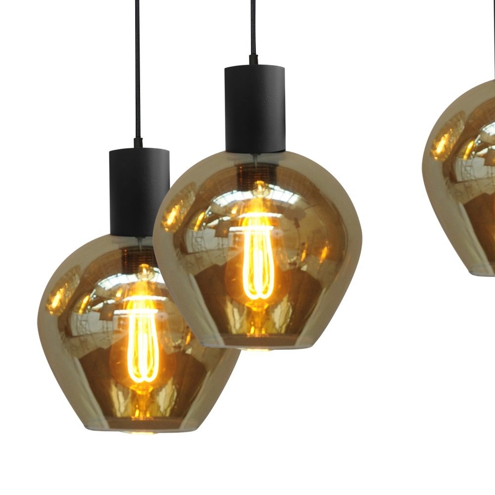 Schwarze Esszimmer-Hängelampe Bounty 6-flammiges rundes Glas Masterlight 8718121247915