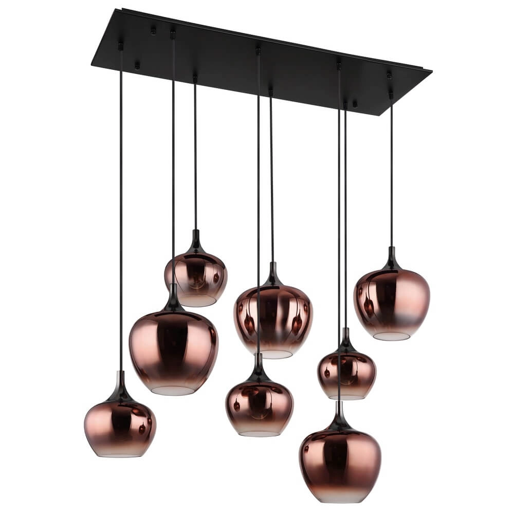 Schwarze Pendelleuchte Maxy mit rotem Glas 8-flammig Globo 9007371453986