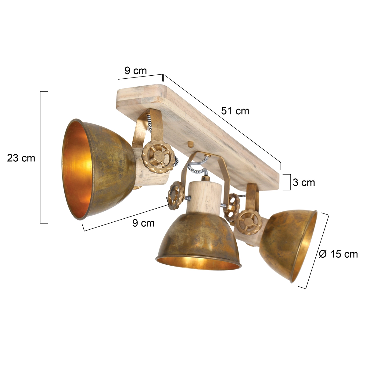 3-Lichts Aufbauspot Gearwood Steinhauer 8712746135046