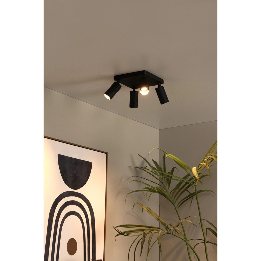 Oberflächenmontierter Deckenspot Clubs 4-Licht Schwarz Lucide 5411212093523