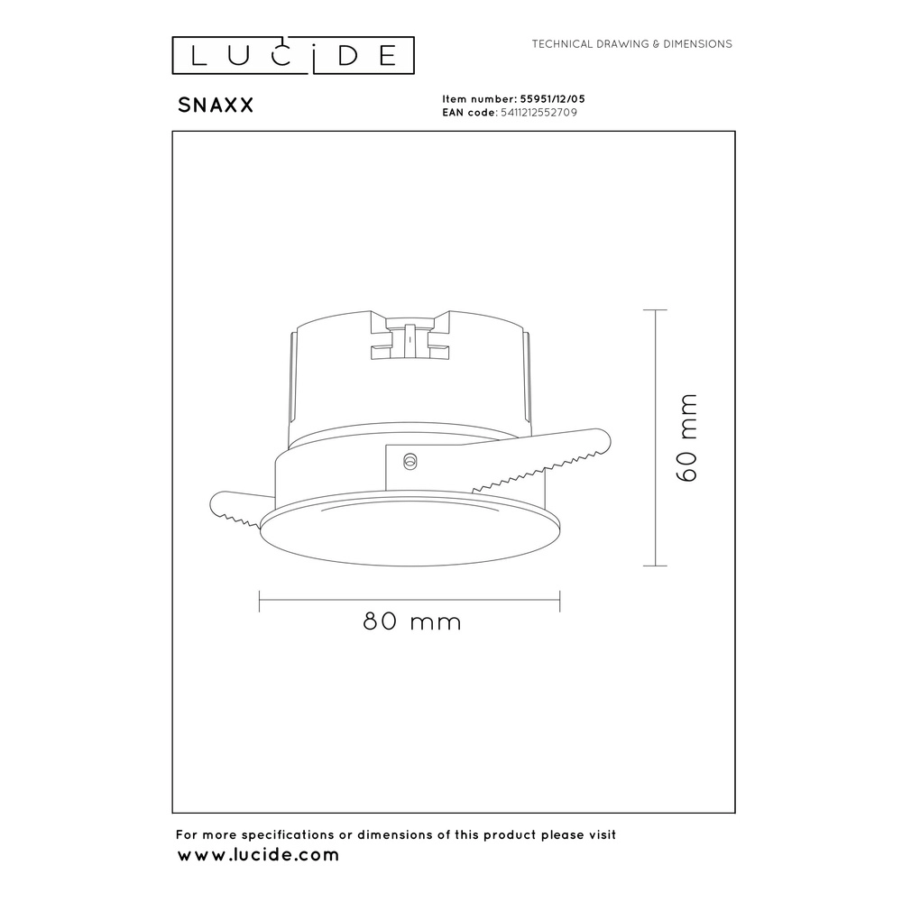 Zurückgesetzter Scheinwerfer Snaxx champagner Ø 8 cm Premium by Lucide 5411212552709
