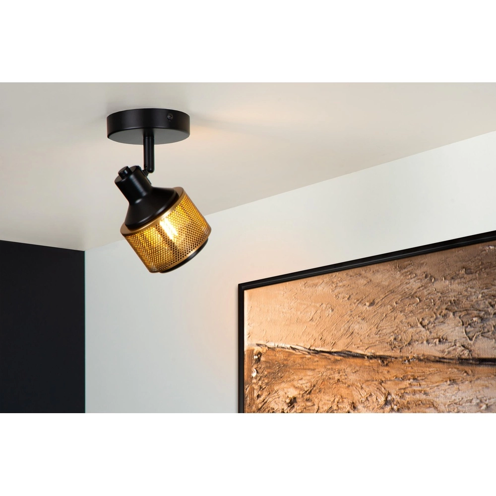 Deckenlampe Rafa Schwarz mit Kupfer Lucide 5411212771285
