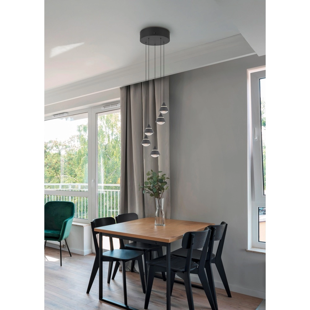 Design-Pendelleuchte Romeo 5-flammig schwarz Trio 4017807667806