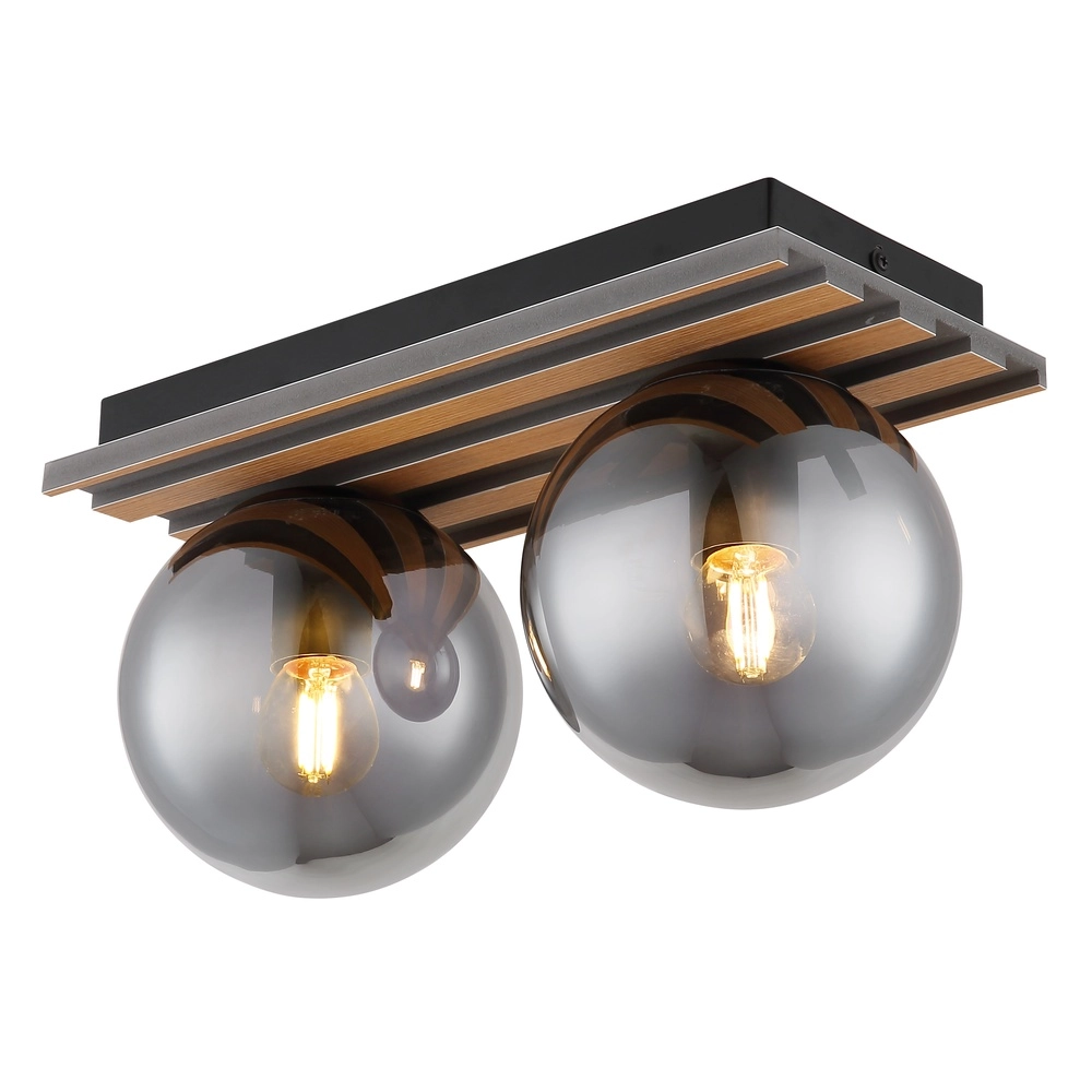 Deckenlampe Parsons 2-helliges Schwarz mit Holz