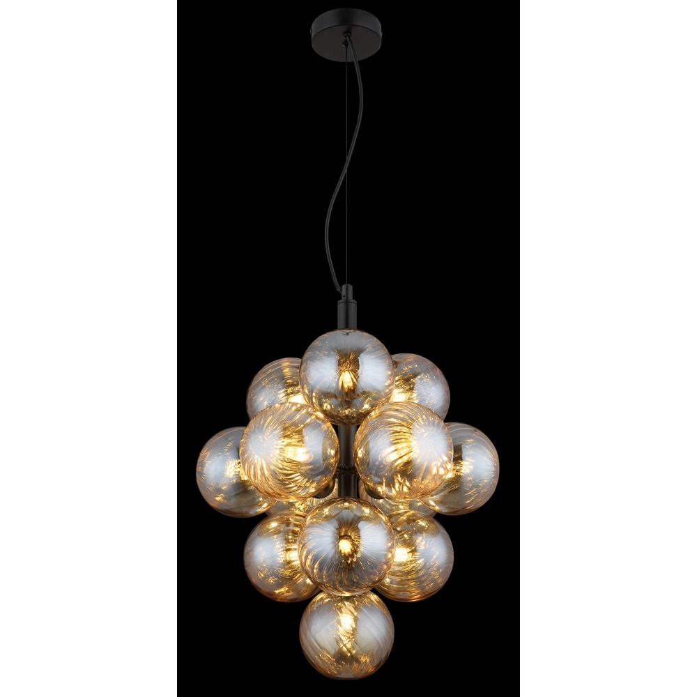 Schwarze Pendellampe Conor mit Bernsteinglas Globo 9007371509188