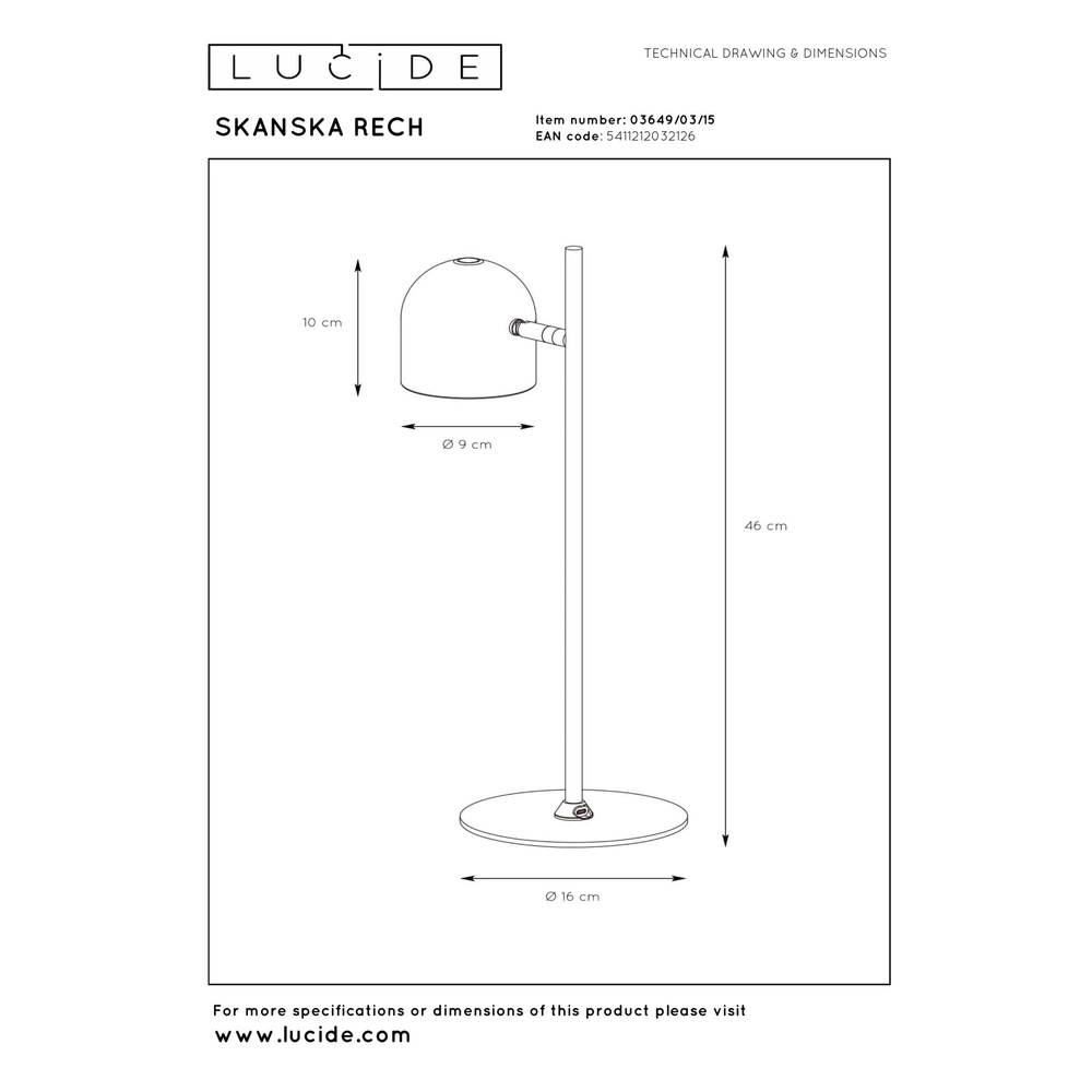 Wiederaufladbare Tischlampe Skanska Rech Metallisch-Grau Lucide 5411212032126
