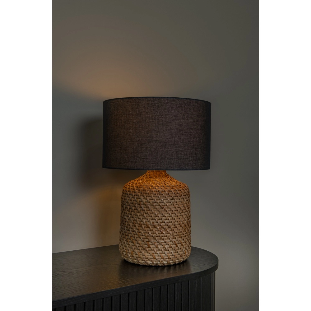 Tischlampe Arrah Ø 35 cm – Seegras mit schwarzer Kappe Premium by Lucide 5411212106124