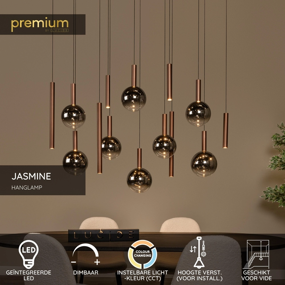 Design vide Pendellampe Jasmine Kupfer-14-Lampen Premium by Lucide 5411212741288