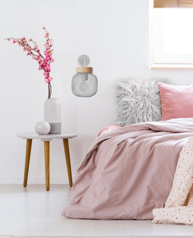 Wandlampe Giada grau mit Holz Brilliant 4004353354137