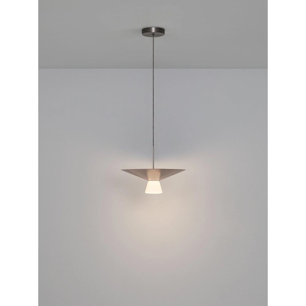 Design-Pendellampe Baris weiß mit grauem und braunem Ø 38 cm Lyora 5212017495297