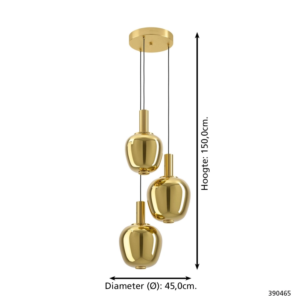 3-Licht Pendellampe Fruitera gold Ø 45 cm Stars of Light 9008606360055