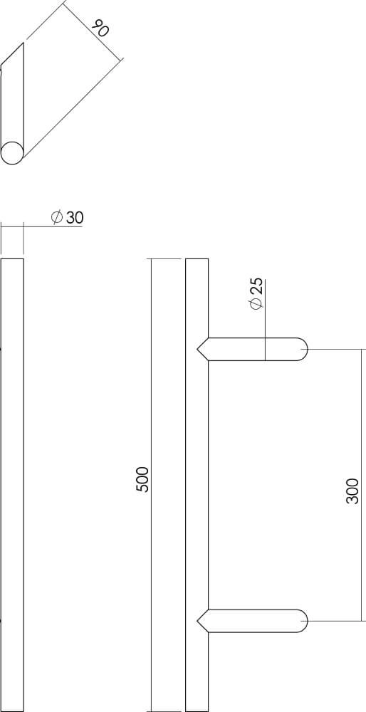 Tür gar T-Form Gripon 50cm Edelstahl schräg Intersteel 8714186334409