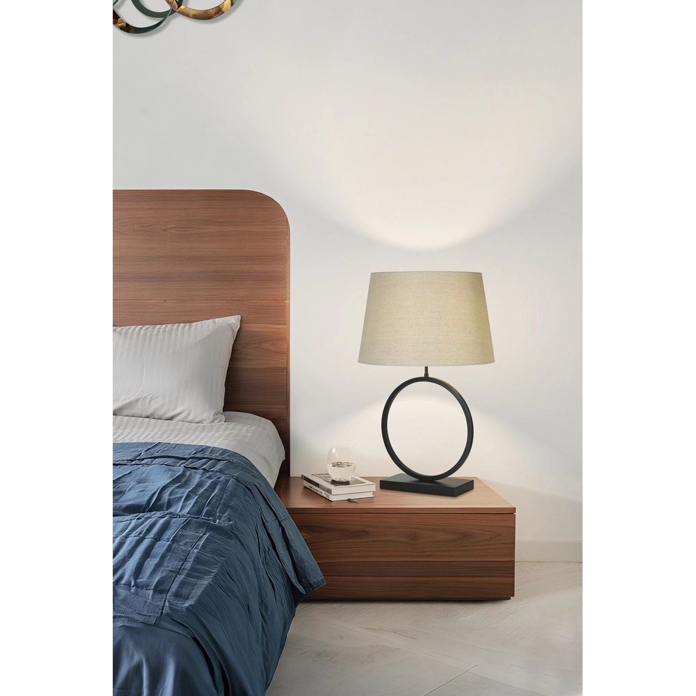 Tischlampe Elegant schwarz mit Cremeton Searchlight 5053423305486
