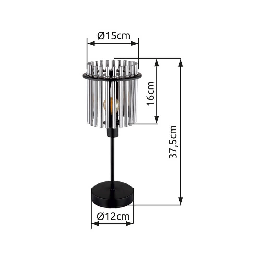 Schwarze Tischleuchte Gorley mit Rauchglas Ø 15cm Globo 9007371454181