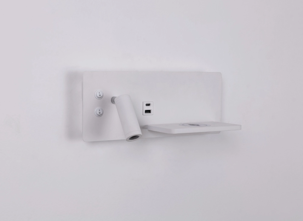 Nachttischlampe Charge Links weiß mit kabellosem Ladegerät Artdelight 8720701103641