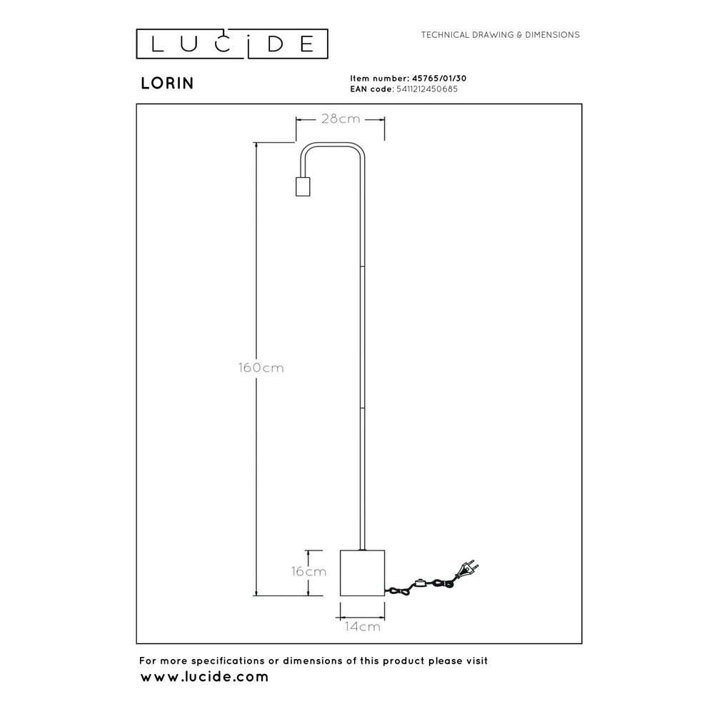 Stehlampe Lorin Schwarz Lucide 5411212450685
