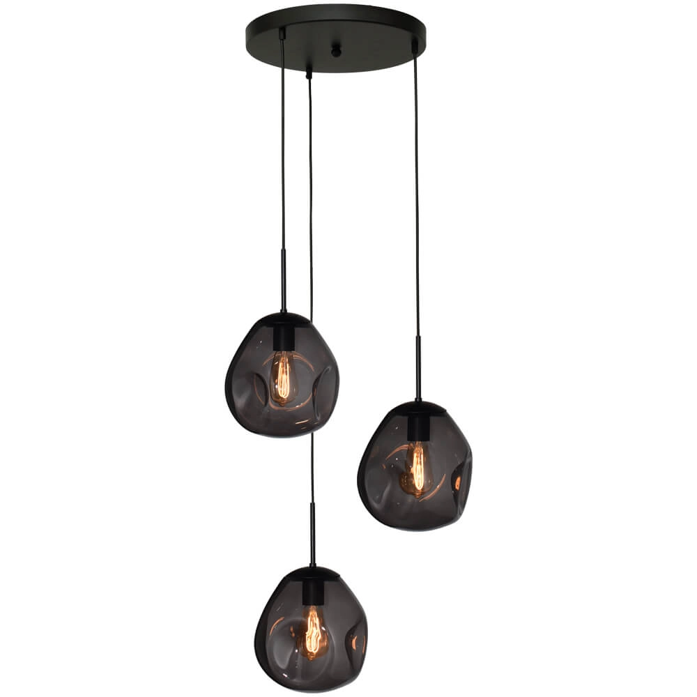 Pendelleuchte Lava 3x Rauchglas Ø 24cm