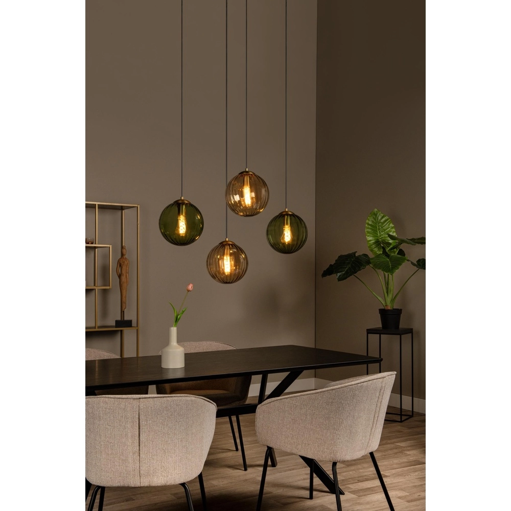 4-Licht Pendellampe Monsaraz Grünes und bernsteinfarbenes Glas Lucide 5411212452429