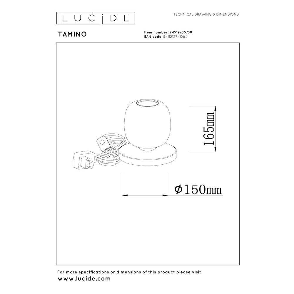 Tischlampe Tamino Schwarz Lucide 5411212741264