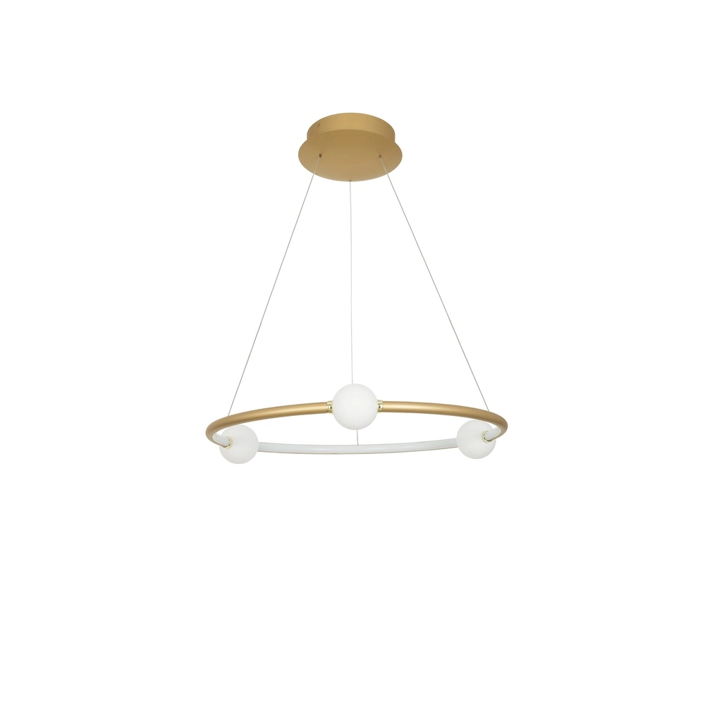 Pendelleuchte Celia Gold mit weißer Runde horizontal Lyora 5212017429322