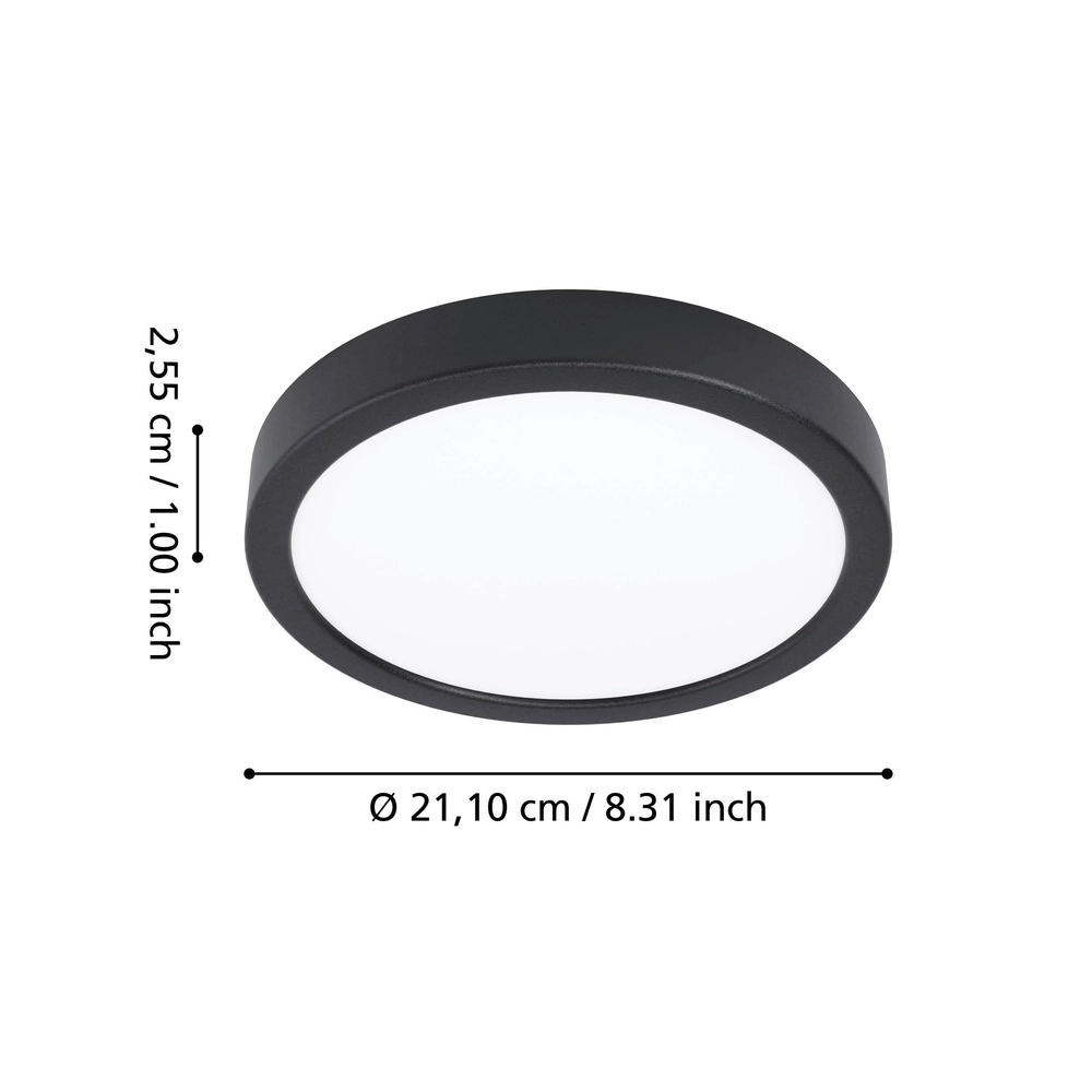 Deckenlicht IP44 Fueva 6-Z rund – schwarz – Ø 21,1 cm Eglo 9008606330485