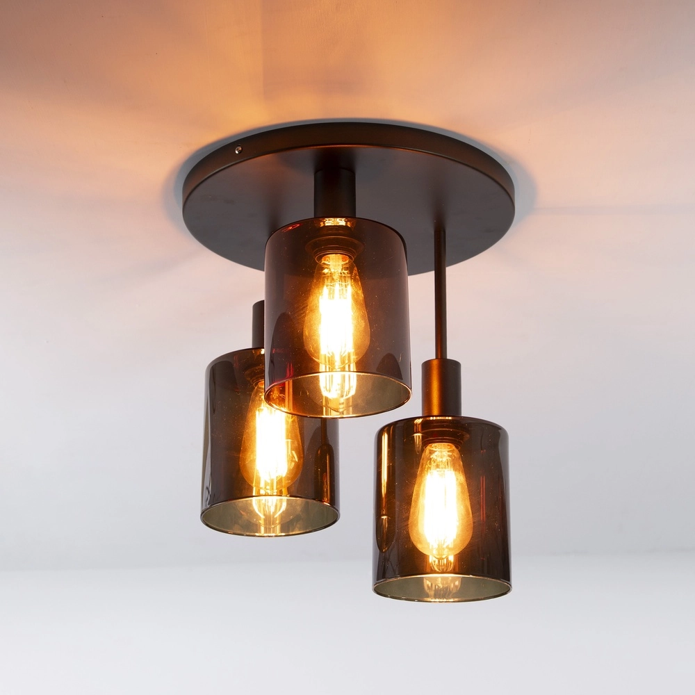 Dunkelbraune Deckenlampe Sepiora Ø 35cm - 3x E27 Lyora 8716803513419
