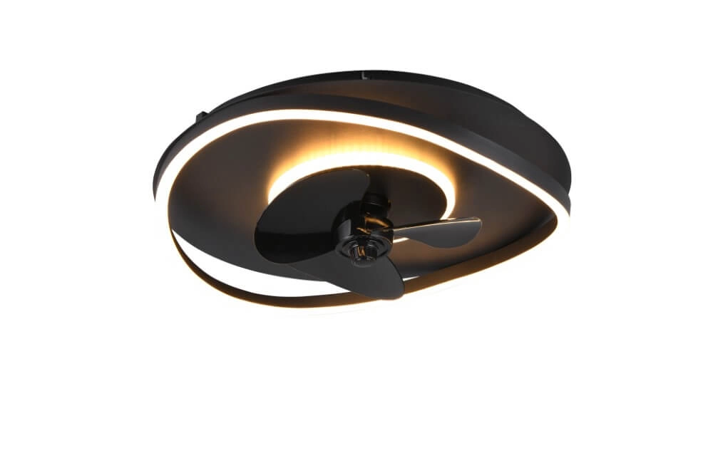 Schwarzer LED-Deckenventilator Sortland Trio 4017807606027