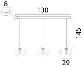 3-flammige Pendelleuchte Genua schwarz mit Goldglas Ø 29cm Masterlight 8718121356945