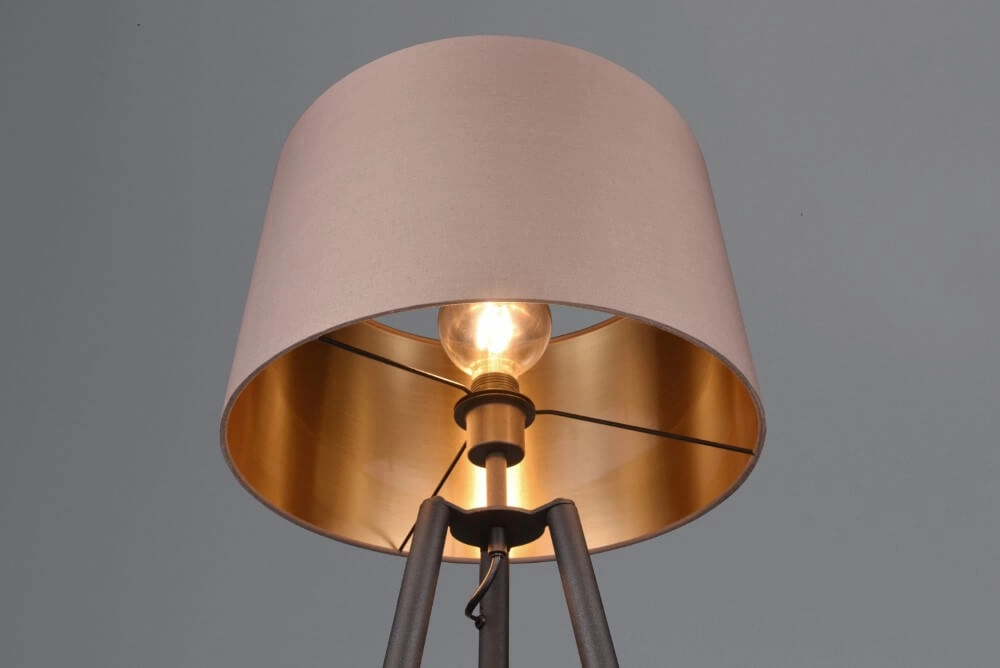 Stehende Stehlampe Colette schwarz mit taupefarbenem Farbton Trio 4017807574548