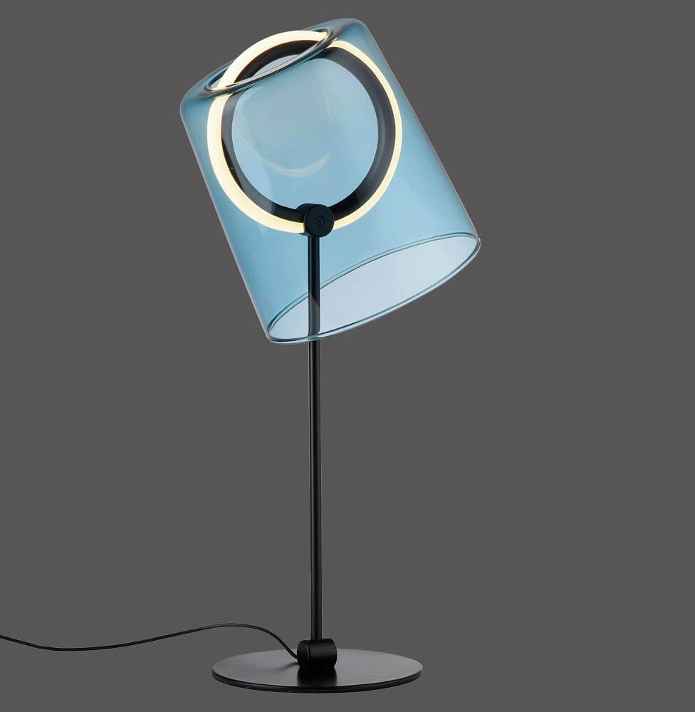 Tischlampe Zula schwarz mit blauem Glas Paul Neuhaus 4012248385883