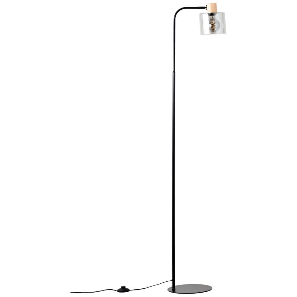 Stehlampe Weald schwarz mit Holz Brilliant 4004353419270