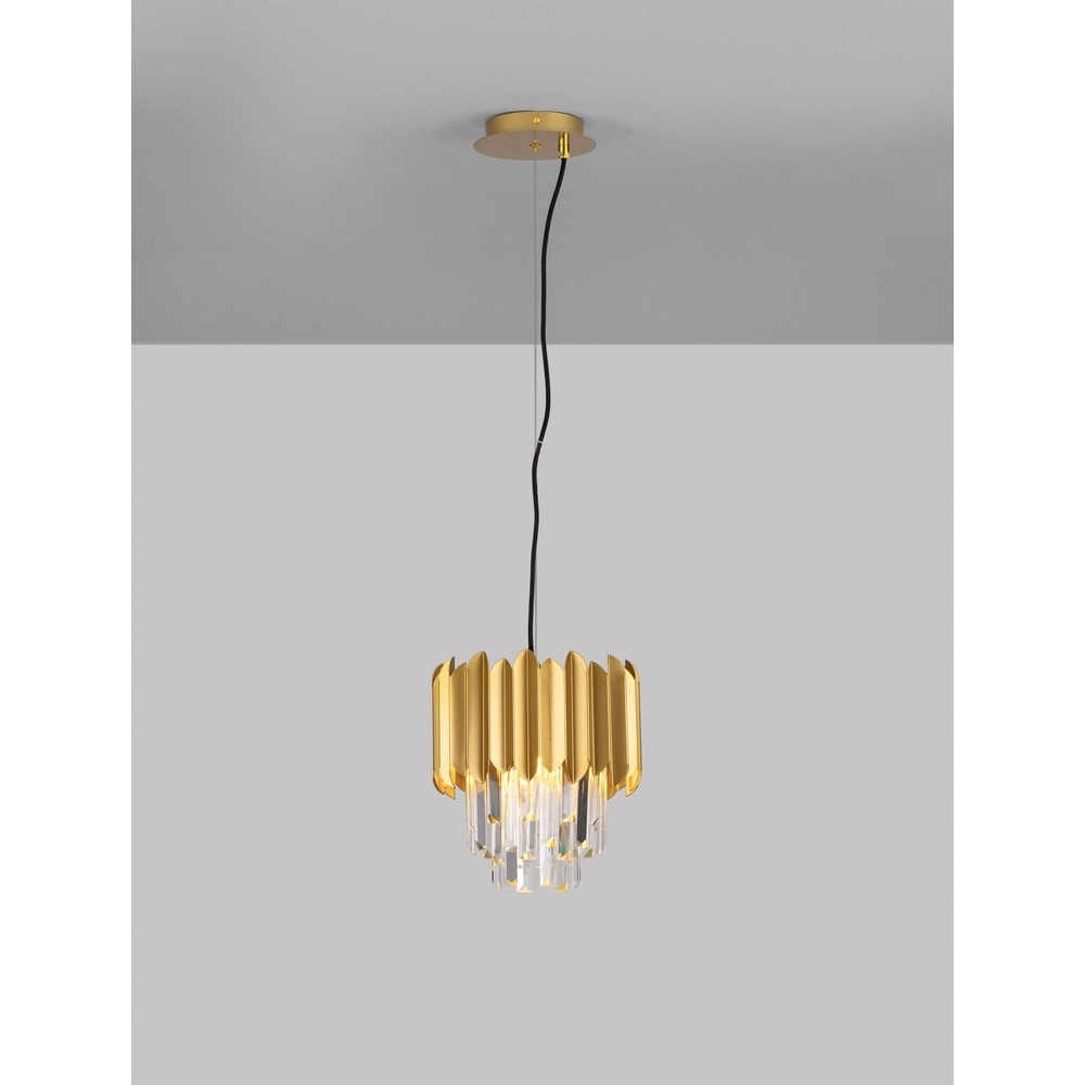 Pendelleuchte Magnolia Gold und Kristall Ø 25cm