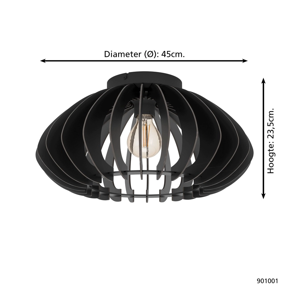 Holzdeckenlampe Cossano 3 schwarz - Ø 45 cm Eglo 9008606291380