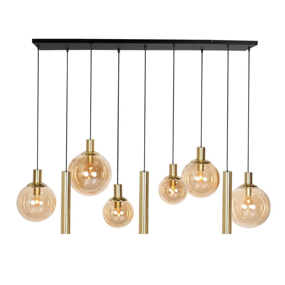 Esstisch-Hängelampe Bollique Gold mit bernsteinfarbenem Glas Steinhauer 8712746172980