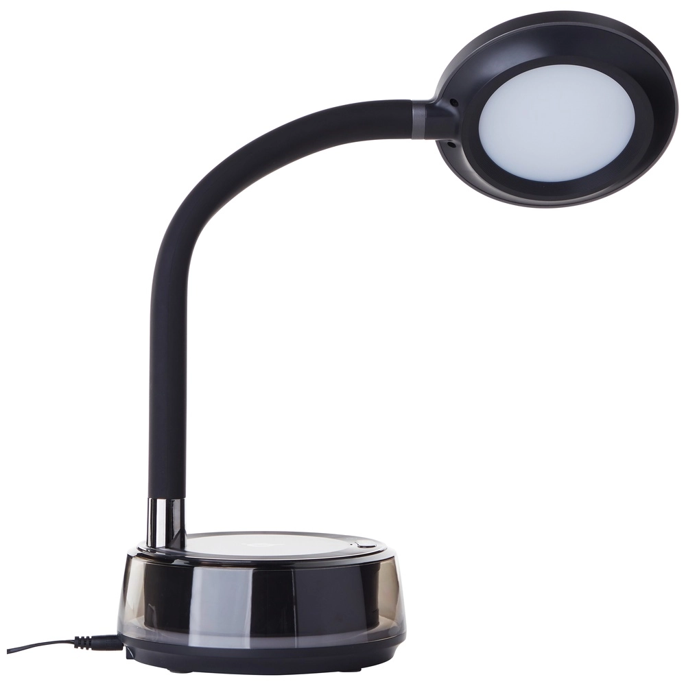 Schreibtischlampe Moonglow Schwarz mit der Uhr Brilliant 4004353460685