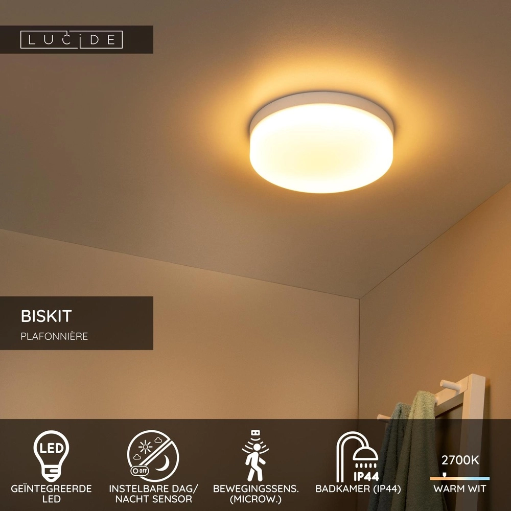 Deckenlicht Biskit Ø 28cm - IP44 weiß Lucide 5411212792167