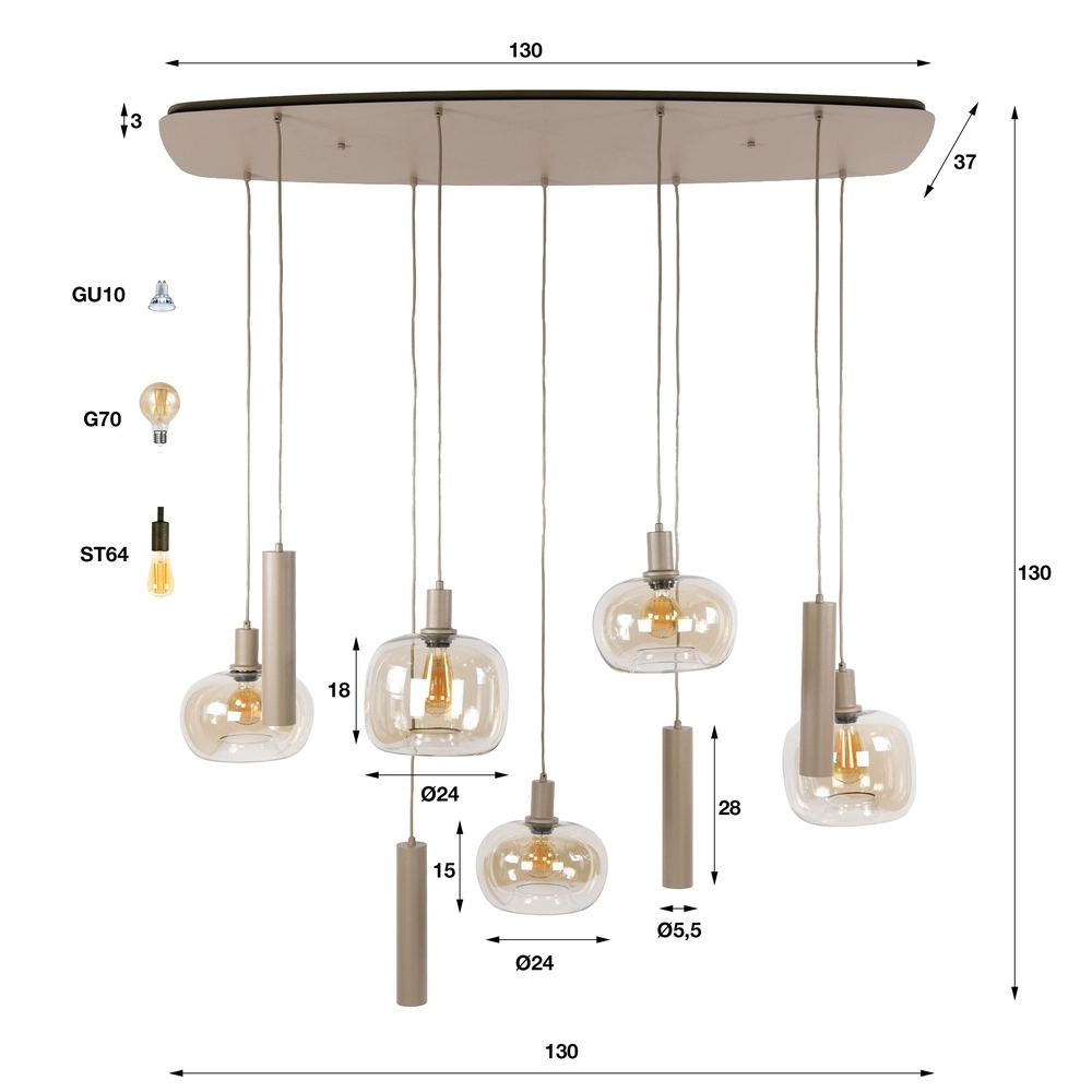 Moderne Pendellampe Serene 9-helles Sandbraun Lyora 8716803514829