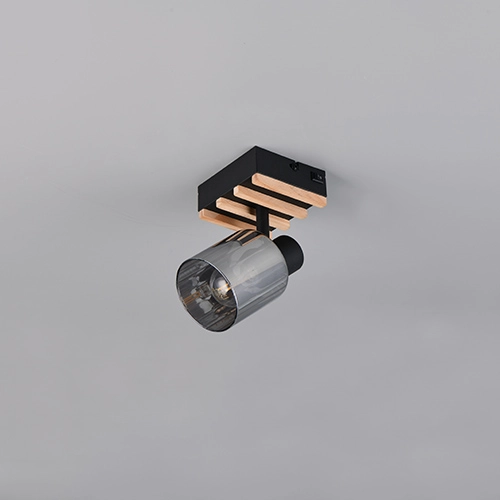 Wandlampe Travia Schwarz mit Holz Trio 4017807682588