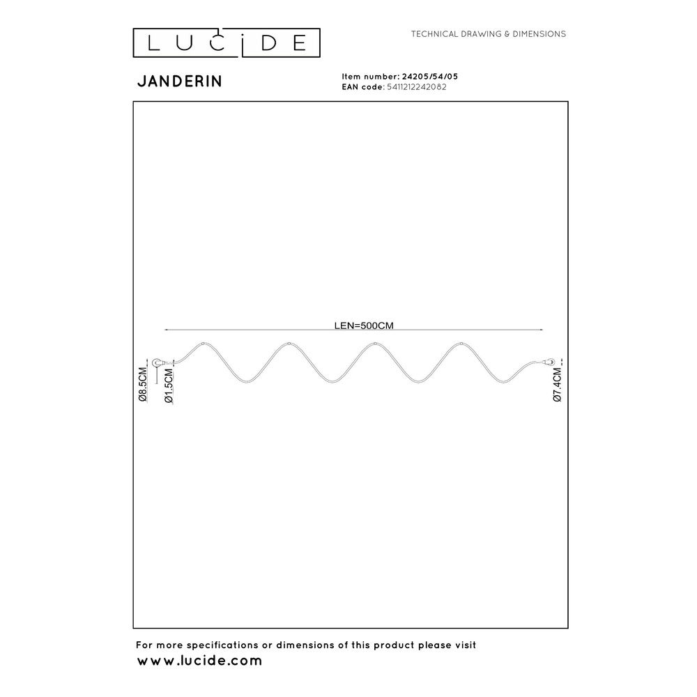 Einzigartige Deckenlampe Janderin 500 cm Champagner Lucide Vibes 5411212242082