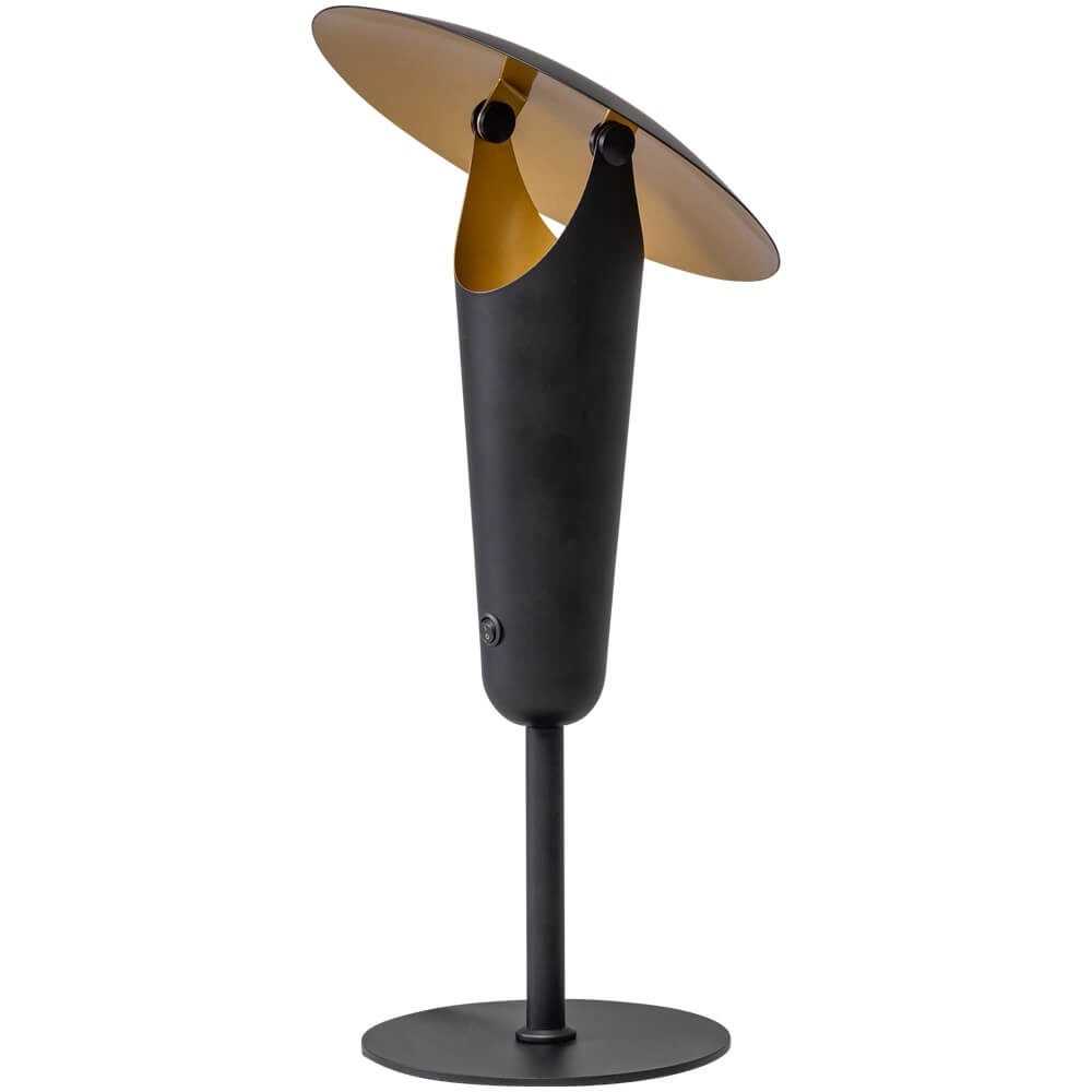 Moderne Tischlampe The Britt schwarz mit gold