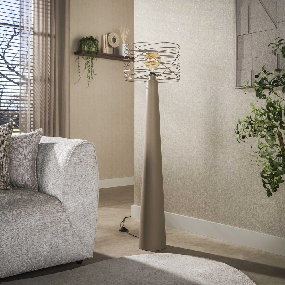 Sand-Bodenlampe Curl mit Drahtkappe Lyora 8716803512528