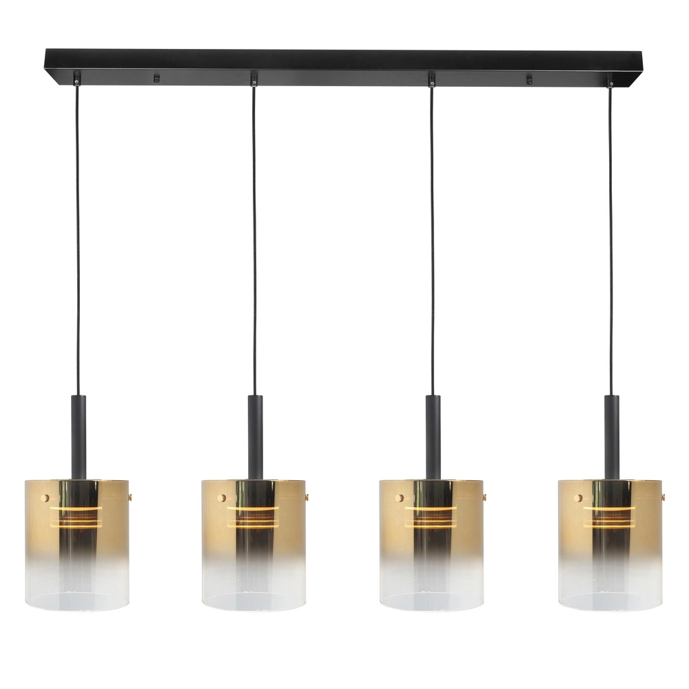 4-flammige Pendelleuchte Salerno schwarz mit Goldglas Highlight 8718379045721