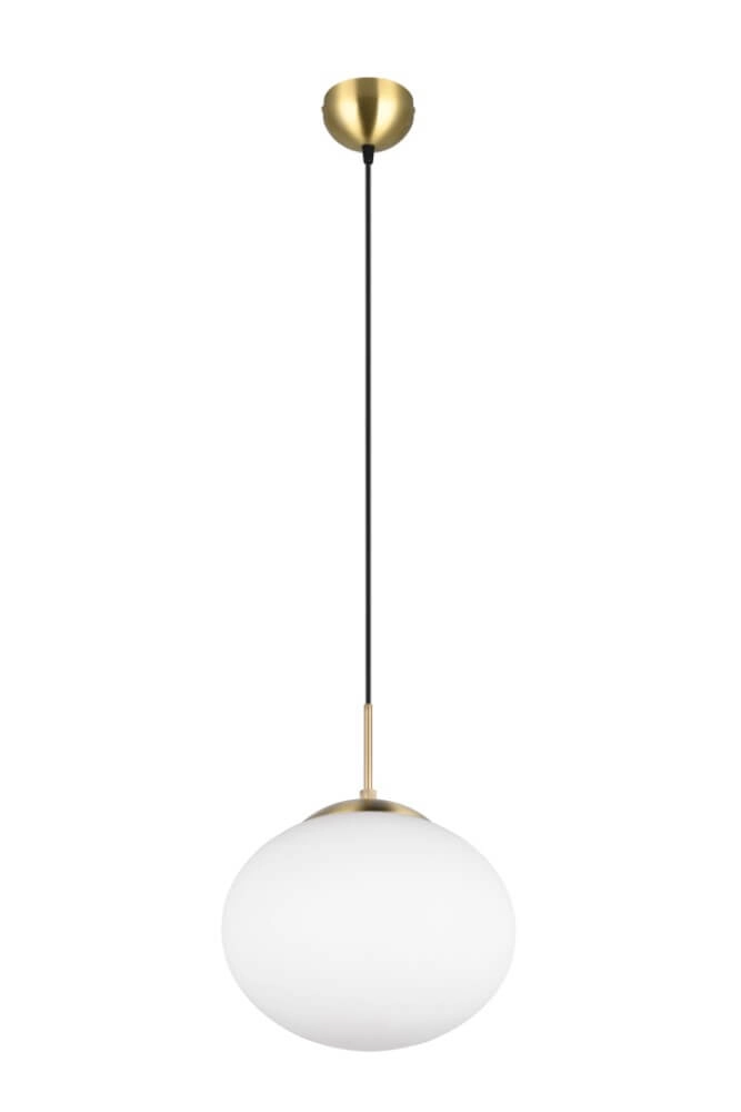 Ovale Hängelampe Fomento Ø 30 cm – Messing mit weißem Glas Trio 4017807616217