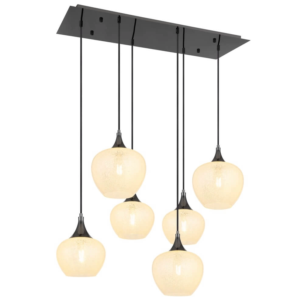 Anthrazit Pendelleuchte Maxy mit weißem Glas 6-flammig