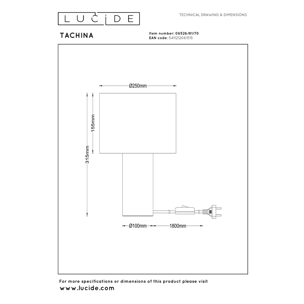 Tischlampe Tachina Holz E27 Lucide 5411212061515