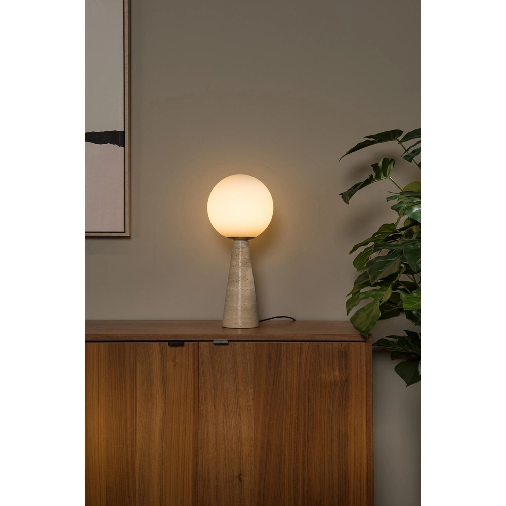 Tischlampe Evin Sandbraun mit Opal Lucide 5411212051608