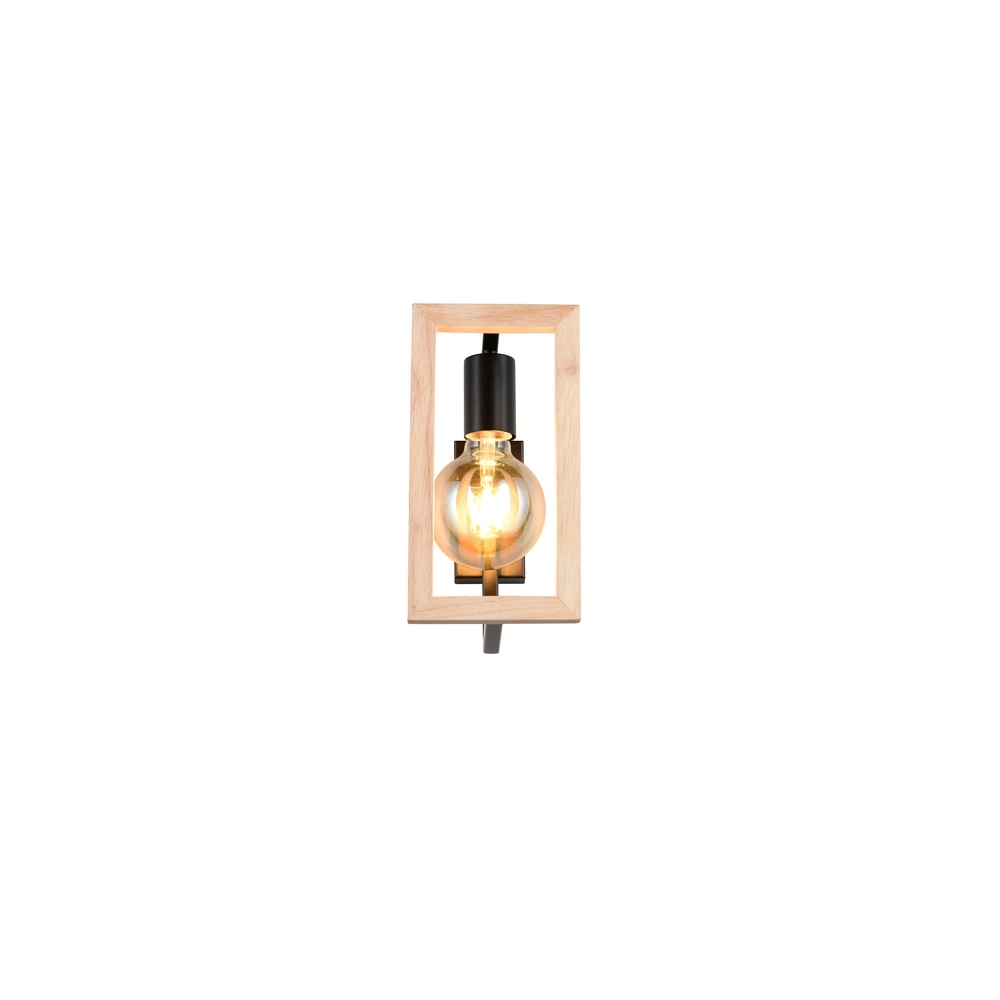 Design-Wandlampe Bano Schwarz mit Holz Trio 4017807670899