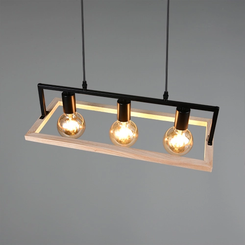 Design-Pendellampe Bano Schwarz mit Holz Trio 4017807673364