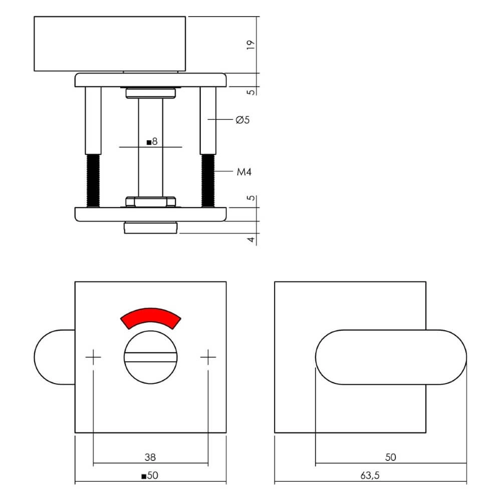 Verschluss der Toilette Tira Quadratisch Schwarz mit Fenster Intersteel 8714186635544